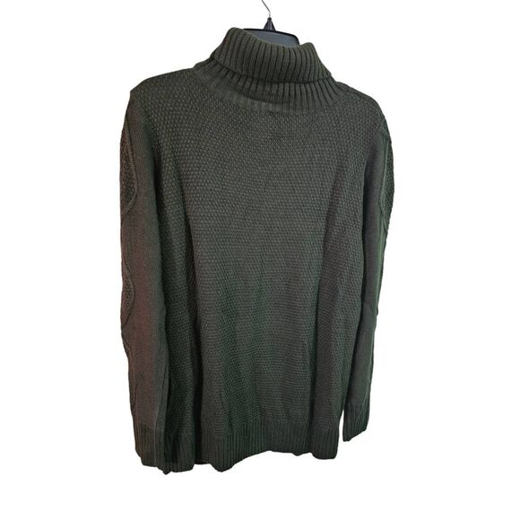 HWOKEFEIYU Women's Turtleneck Cable Knit Long Sleeve Pullover Sweater Dark Khaki - Picture 8 of 9